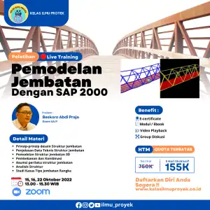 Pemodelan Jembatan Dengan SAP 2000 – Live Training – Kelasilmuproyek.co.id